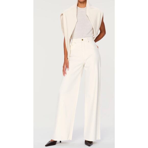 DL1961 Hepburn Wide Leg High Rise Vintage 33” in Eggshell Size 30 - Picture 1 of 12